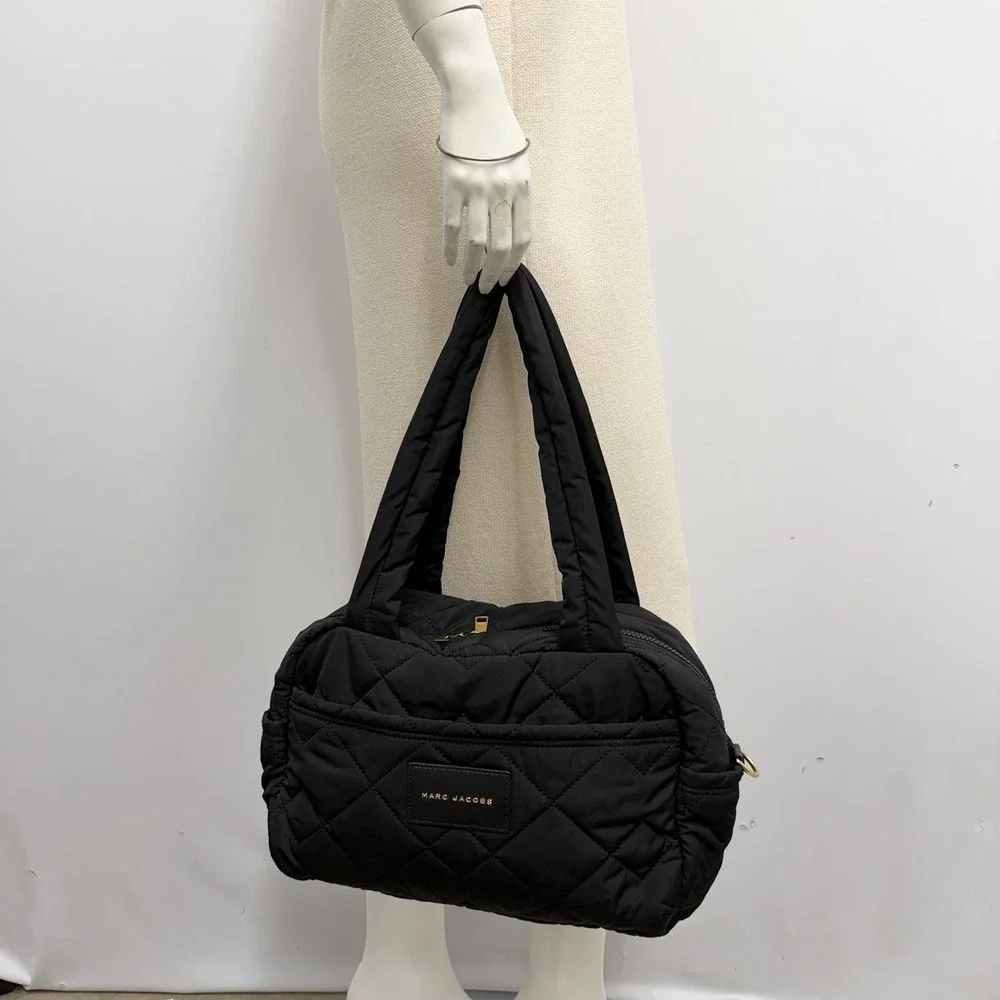 Marc Jacobs Nylon Quilted Tote Bag Cross Body or Shoulder Bag Purse Black